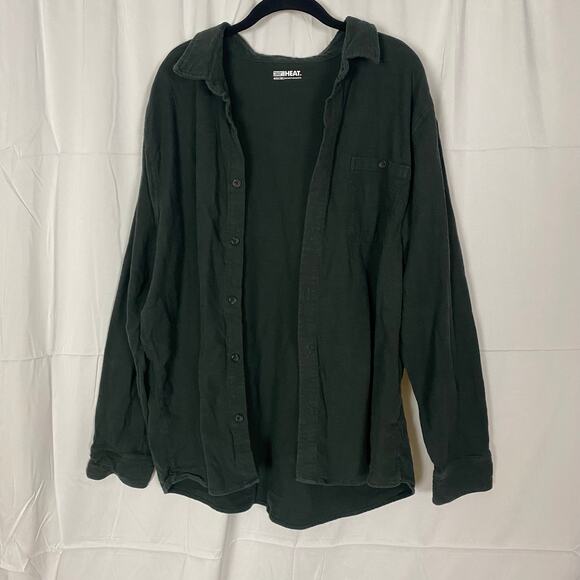 32 Degrees Heat XXL Cozy Button-Up Shirt Black Stretch Cotton Blend Long Sleeve - Picture 7 of 10